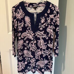 Talbots purple & pink paisley 3/4 sleeve shirt, small, like new